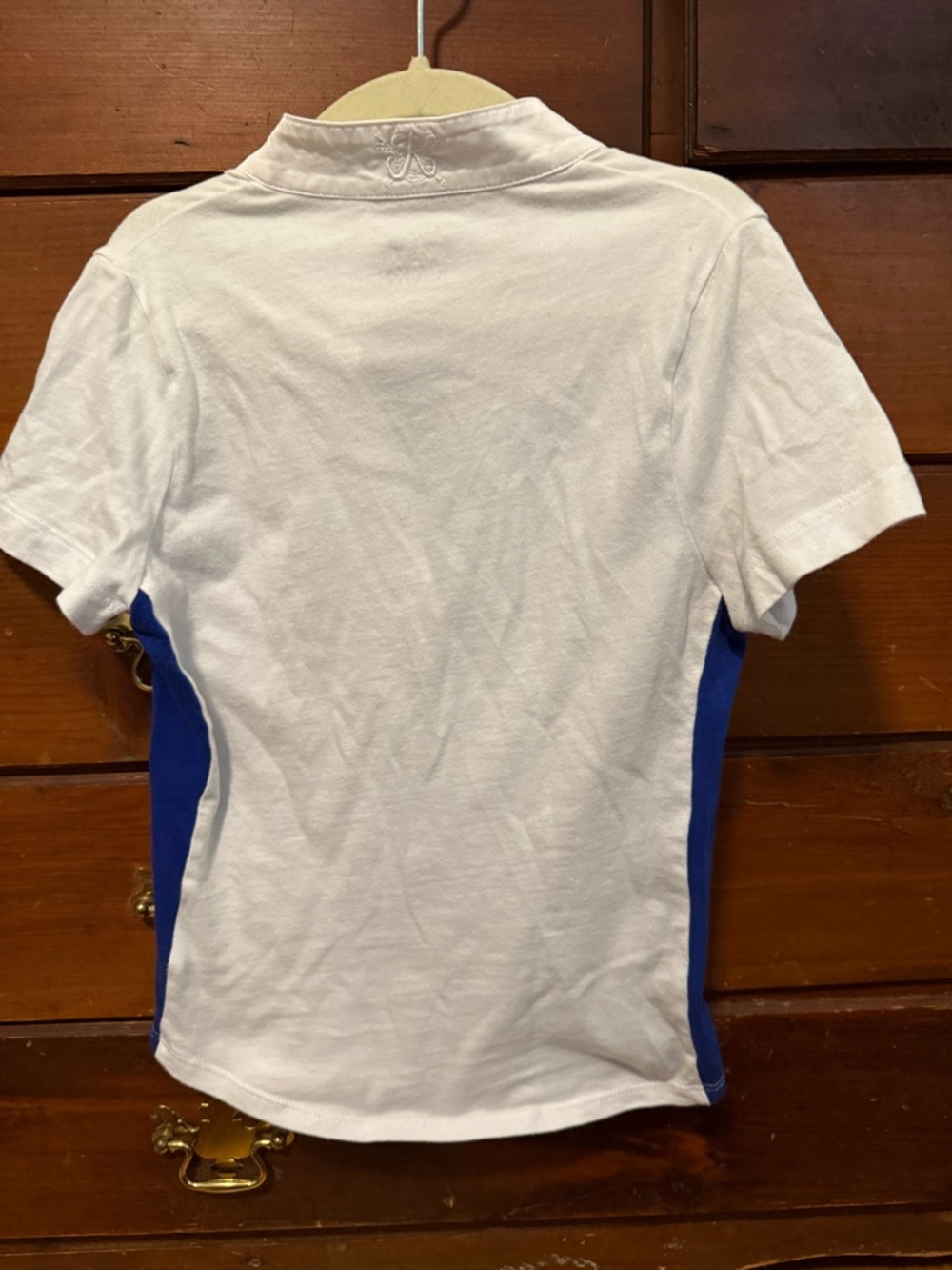 White & Royal Blue Short Sleeve Kids equestrian show shirt - Picture 4 of 4